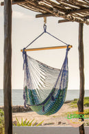 Mayan Legacy Extra Large Outdoor Cotton Mexican Hammock Chair in Caribe Colour
