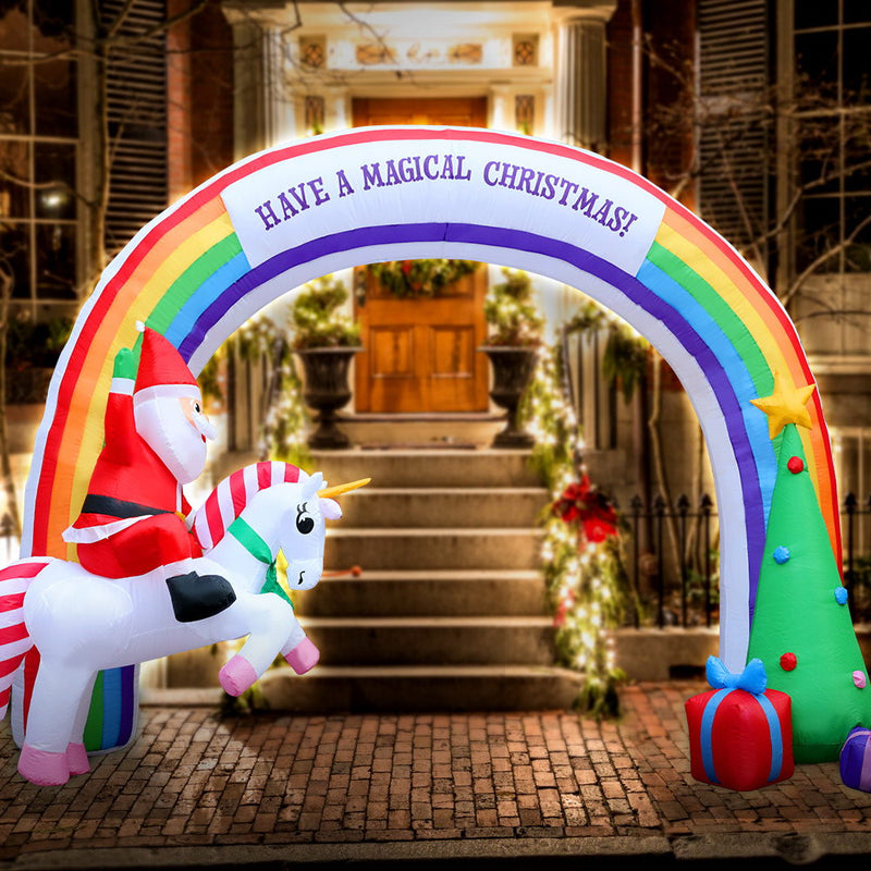 Jingle Jollys Inflatable Christmas Rainbow Archway Santa 3M Outdoor Decorations