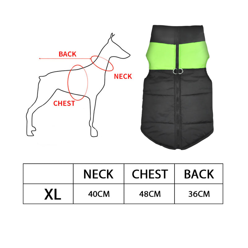 PaWz PaWz Dog Winter Jacket Padded  Pet Clothes Windbreaker Vest Coat  XL Green