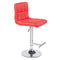 2X Red Bar Stools Faux Leather Mid High Back Adjustable Crome Base Gas Lift Swivel Chairs