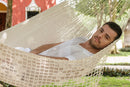 Queen Size Mayan Legacy Deluxe Outdoor Cotton Mexican Hammock  in Cream Colour